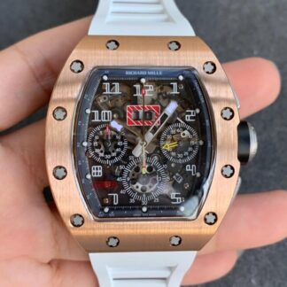 AAA Replica Richard Mille RM11 KV Factory Rose Gold Dial White Strap Mens Watch