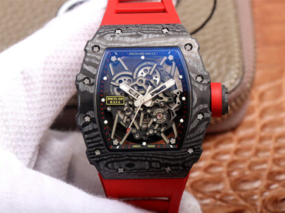 AAA Replica Richard Mille RM35-02 ZF Factory Carbon Fiber Case Red Strap Mens Watch
