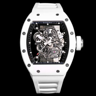 AAA Replica Richard Mille RM-055 BBR Factory Ceramic White Skeleton Dial Mens Watch