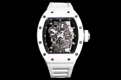 AAA Replica Richard Mille RM-055 BBR Factory Ceramic White Skeleton Dial Mens Watch