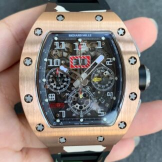 AAA Replica Richard Mille RM11 KV Factory Rose Gold Dial Camo Strap Mens Watch