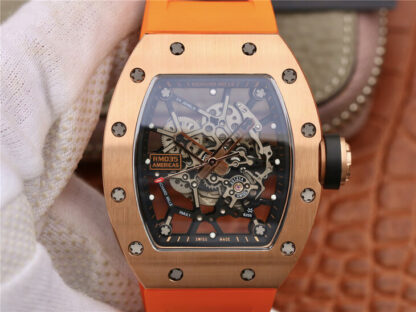 AAA Replica Richard Mille RM035 Americas KV Factory Orange Rubber Strap Mens Watch