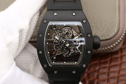 AAA Replica Richard Mille RM055 KV Factory Black Ceramic Case Black Strap Mens Watch