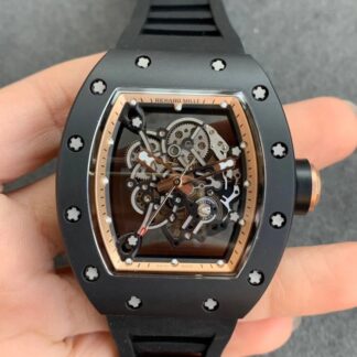 AAA Replica Richard Mille RM055 KV Factory V2 Rose Gold Black Rubber Strap Mens Watch