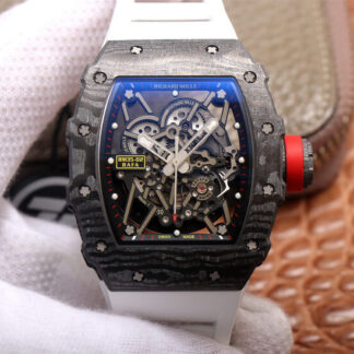 AAA Replica Richard Mille RM35-02 ZF Factory Carbon Fiber Case White Strap Mens Watch