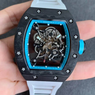 AAA Replica Richard Mille RM055 KV Factory V2 Carbon Fiber Blue Inner Ring Mens Watch