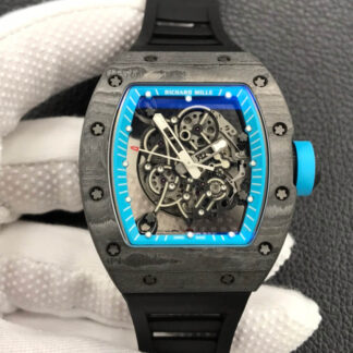 AAA Replica Richard Mille RM055 ZF Factory Carbon Fiber Case Black Strap Mens Watch
