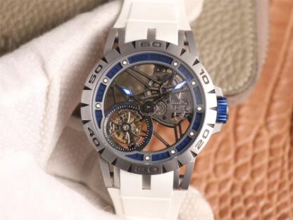 AAA Replica Roger Dubuis Excalibur RDDBEX0622 Tourbillon JB Factory White Strap Mens Watch