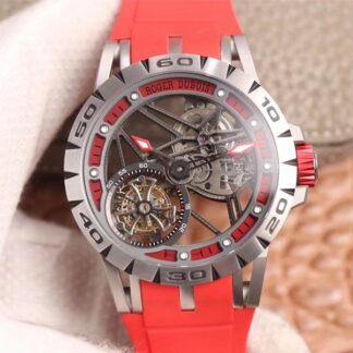 AAA Replica Roger Dubuis Excalibur Spider RDDBEX0572 Hollow Flight Tourbillon JB Factory Red Skeleton Dial Mens Watch