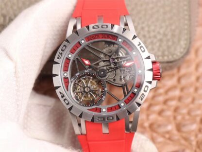 AAA Replica Roger Dubuis Excalibur Spider RDDBEX0572 Hollow Flight Tourbillon JB Factory Red Skeleton Dial Mens Watch