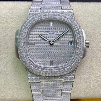 AAA Replica Patek Philippe Nautilus 5719/10G-010 PPF Factory V4 Full diamond dial Mens Watch