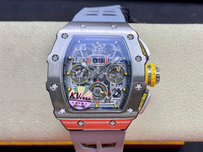 AAA Replica Richard Mille RM11-03 KV Factory Titanium Case Grey Strap Mens Watch