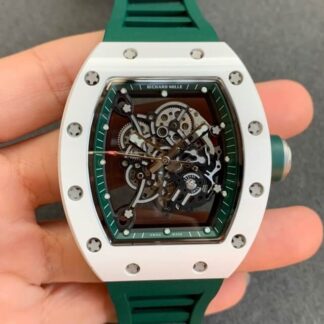 AAA Replica Richard Mille RM055 KV Factory V2 Ceramic Case Green Strap Mens Watch