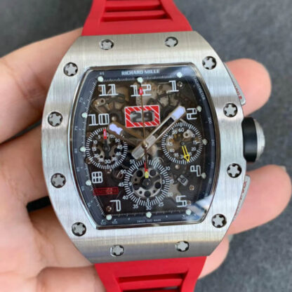 AAA Replica Richard Mille RM011 KV Factory Titanium Red Strap Mens Watch