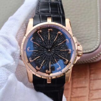 AAA Replica Roger Dubuis Excalibur Knights of The Round Table II Rddbex0511 ZF Factory Rose Gold Black Dial Mens Watch