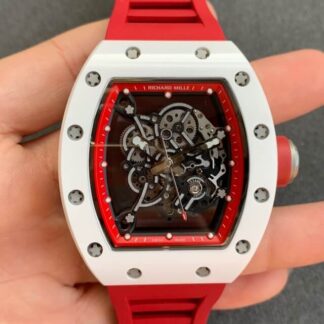 AAA Replica Richard Mille RM055 KV Factory V2 Ceramic Case Red Strap Mens Watch