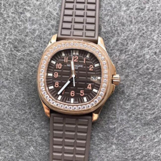AAA Replica Patek Philippe Aquanaut 5068R-001 PPF Factory Rose Gold Brown Strap Ladies Watch