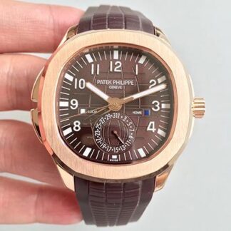 AAA Replica Patek Philippe Aquanaut Dual Time 5164R-001 Swiss ETA324SC Brown Dial Mens Watch