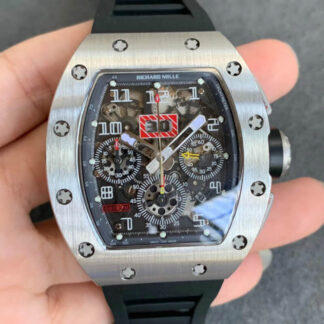 AAA Replica Richard Mille RM011 KV Factory Titanium Black Strap Mens Watch