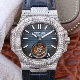 AAA Replica Patek Philippe Nautilus Jumbo 5711 R8 Factory Swiss Tourbillon Diamond Case Mens Watch