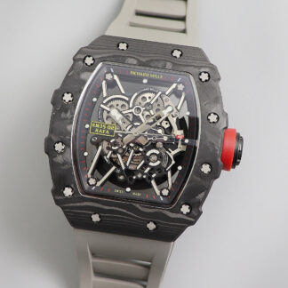 AAA Replica Richard Mille RM035 KV Factory V3 Carbon Fiber Case Grey Strap Mens Watch