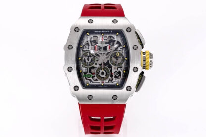 AAA Replica Richard Mille RM11-03RG KV Factory Titanium Case Red Strap Mens Watch