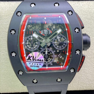 AAA Replica Richard Mille RM011 KV Factory Ceramic Case Black Strap Mens Watch