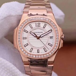 AAA Replica Patek Philippe Nautilus Ladies 7010/1R-011 Rose Gold Diamond Ladies Watch