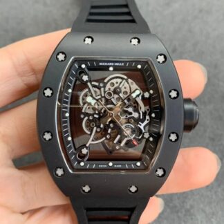 AAA Replica Richard Mille RM055 KV Factory V2 Black Ceramic Skeleton Dial Mens Watch