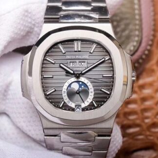 AAA Replica Patek Philippe Nautilus 5726/1A-001 PF Factory Stainless Steel Grey Dial Mens Watch