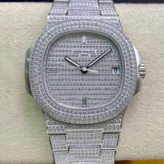 AAA Replica Patek Philippe Nautilus 5719/1G-001 PPF Factory Stainless Steel Diamond Mens Watch