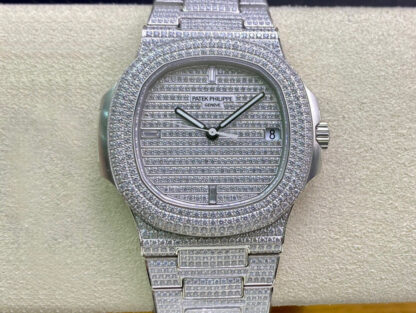 AAA Replica Patek Philippe Nautilus 5719/1G-001 PPF Factory Stainless Steel Diamond Mens Watch