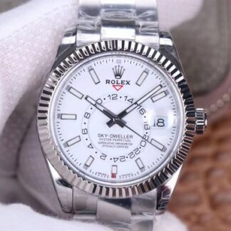 AAA Replica Rolex Sky Dweller M326934-0001 Noob Factory Stainless Steel White Dial Mens Watch