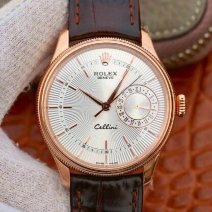 AAA Replica Rolex Celini Date M50515-0008 MKS Factory Rose Gold Silver Dial Mens Watch