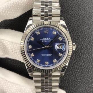AAA Replica Rolex Datejust M126234-0037 EW Factory Diamond Blue Dial Mens Watch