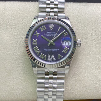 AAA Replica Rolex Datejust M178274-0088 EW Factory Stainless Steel Purple Dial Ladies Watch