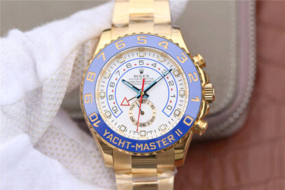 AAA Replica Yacht-Master II M116688-0002 JF Factory Yellow Gold White Dial Mens Watch