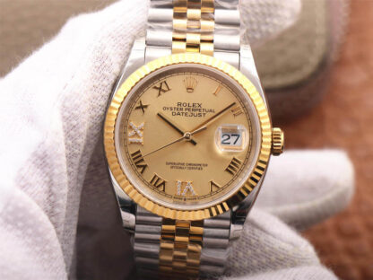 AAA Replica Rolex Datejust 126233 EW Factory Stainless Steel Gold Dial Mens Watch