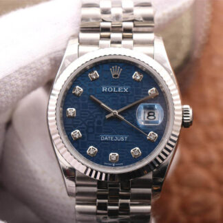 AAA Replica Rolex Datejust M126234-0011 EW Factory Diamond-set Blue Dial Mens Watch