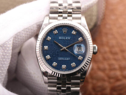AAA Replica Rolex Datejust M126234-0011 EW Factory Diamond-set Blue Dial Mens Watch