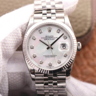 AAA Replica Rolex Datejust M126234-0019 EW Factory Diamond Silver Dial Mens Watch