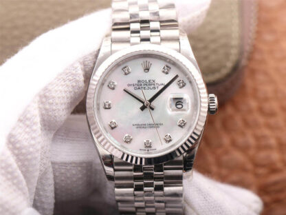 AAA Replica Rolex Datejust M126234-0019 EW Factory Diamond Silver Dial Mens Watch