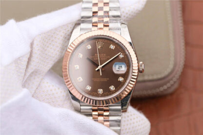 AAA Replica Rolex Datejust M126331-0004 EW Factory Diamond Brown Dial Mens Watch