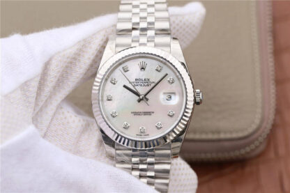 AAA Replica Rolex Datejust M126334-0020 EW Factory Diamond Silver Dial Mens Watch