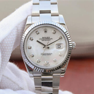 AAA Replica Rolex Datejust M126334-0019 EW Factory Diamond White Dial Mens Watch