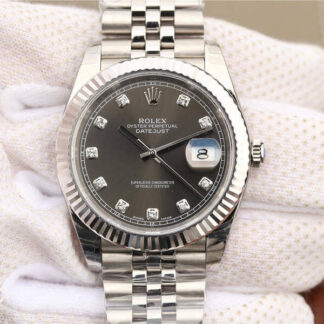 AAA Replica Rolex Datejust M126334-0006 EW Factory Diamond Grey Dial Mens Watch