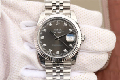 AAA Replica Rolex Datejust M126334-0006 EW Factory Diamond Grey Dial Mens Watch