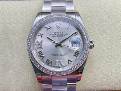 AAA Replica Rolex Datejust M126284RBR-0022 EW Factory Diamond Silver Dial Mens Watch