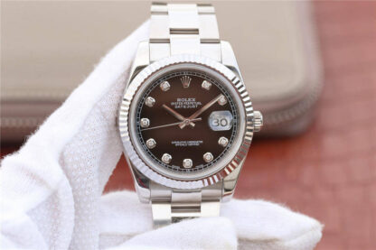 AAA Replica Rolex Datejust M126334-0011 EW Factory Black Diamond Dial Mens Watch