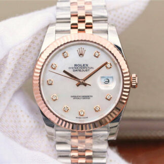 AAA Replica Rolex Datejust M126331-0014 EW Factory Diamond White Dial Mens Watch